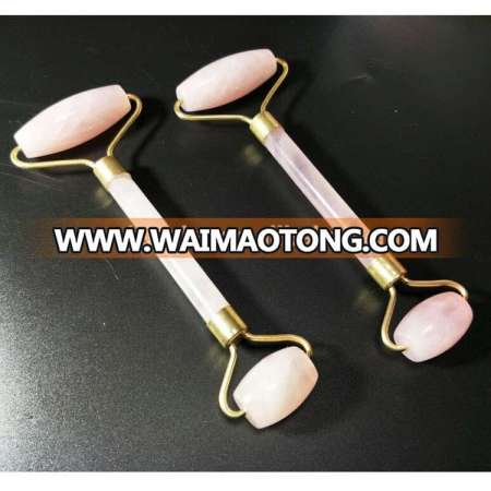 Crystal Rose Quartz Jade Facial Roller For Massage With Box, Can Be Customized